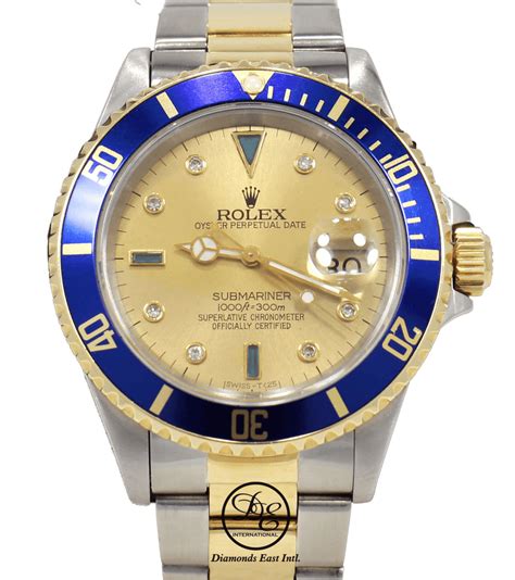 rolex submariner gold diamond|Rolex Submariner diamond face.